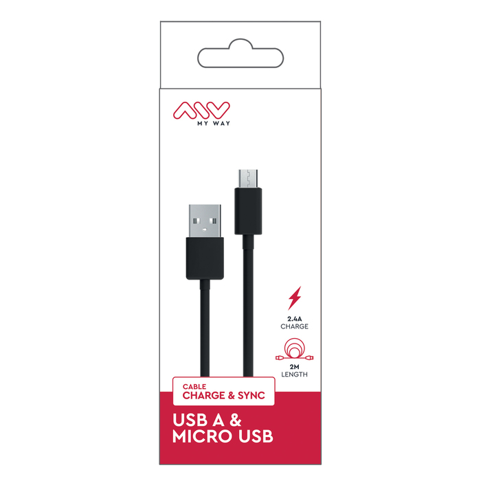 CABLE USB-A MICRO-USB 2M NOIR