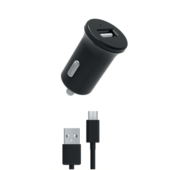 PACK CHARGEUR VOITURE 12W + USB-A MICRO-USB NOIR