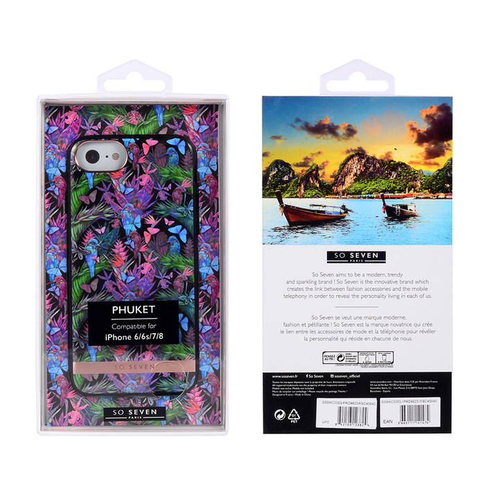 PHUKET TROPICAL BUTTERFLY SHELL NEGRO: APPLE IPHONE 6/7/8