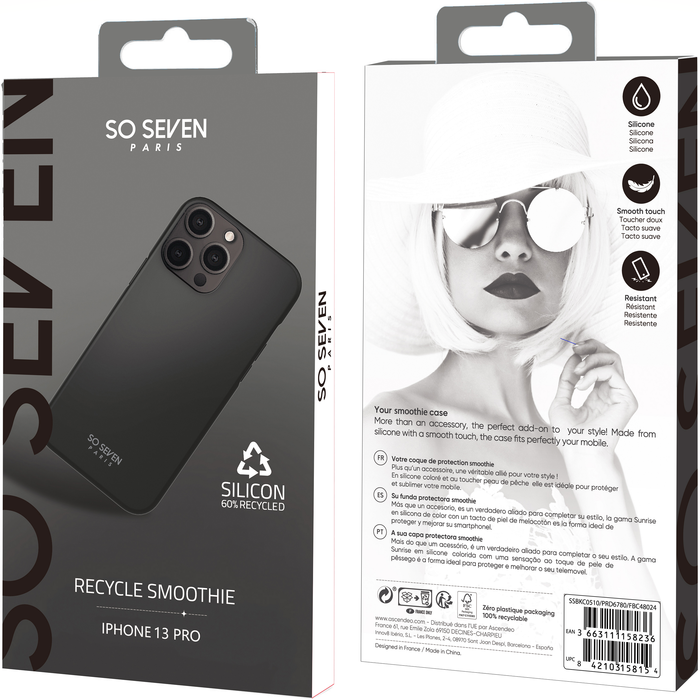 COQUE SMOOTHIE RECYCLE NOIR IPHONE 13 PRO