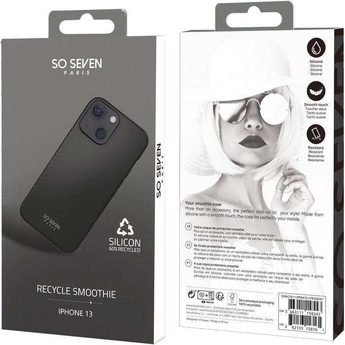 COQUE SMOOTHIE RECYCLE NOIR IPHONE 13