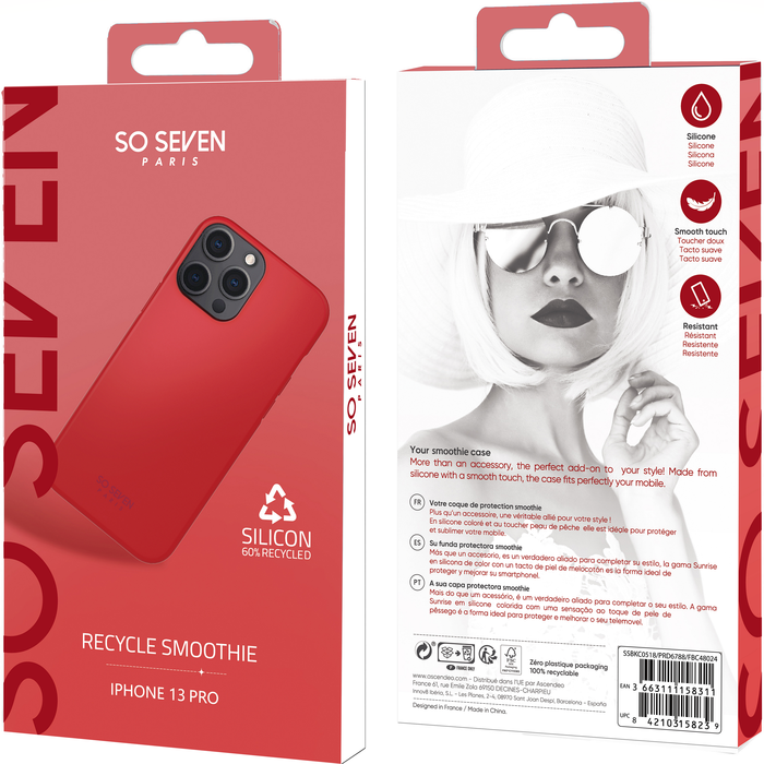 COQUE SMOOTHIE RECYCLE ROUGE IPHONE 13 PRO
