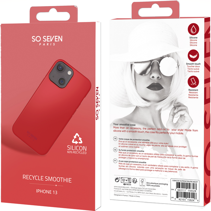 COQUE SMOOTHIE RECYCLE ROUGE IPHONE 13