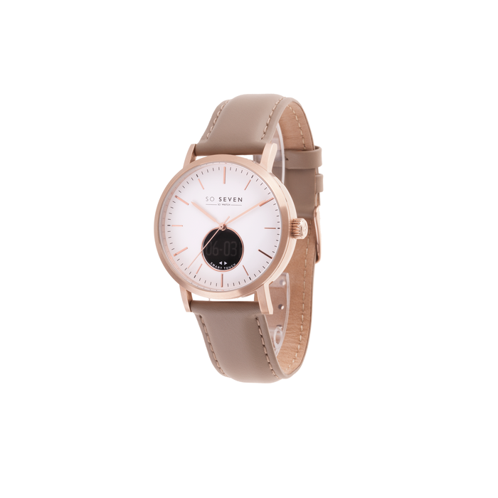 SMARTWATCH CLASSIC 38MM ROSE GOLD/WHITE LEATHER STRAP TAUPE