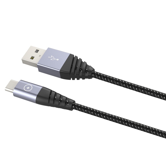 CAVO DI ALIMENTAZIONE TIGER ULTRA RESISTENTE USB-A USB-C 1,2M GRIGIO