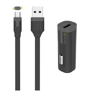 TAB PACK CAR CHARGER 1USB+CABLE 1A USB/MICRO-USB 1M BLACK