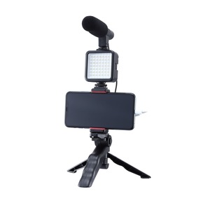 TRIPOD WITH LED, MICROPHONE AND SMARTPHONE HOLDER