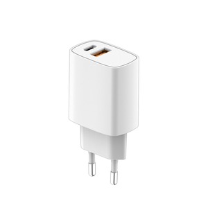 MAINS CHARGER PD 20W USB-C + QC 18W USB-A WHITE