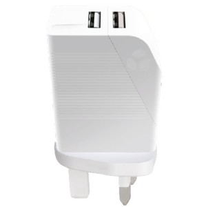 2 USB 2x2.4A AC CHARGER 24W WHITE UK