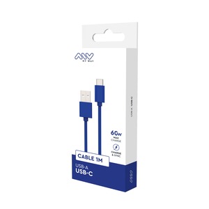 CABLE USB-A USB-C 1M AZUL