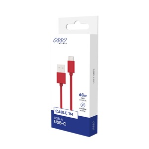 USB-A USB-C CABLE 1M RED