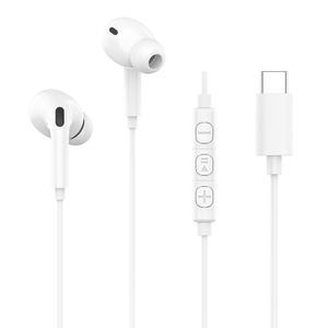USB-C IN-EAR EARPHONES WHITE RECYCLED PLASTIC
