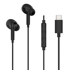 USB-C IN-EAR EARPHONES RECYCLED PLASTIC BLACK