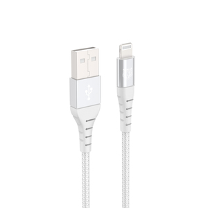 TIGER POWER LITE REINFORCED USB-A LIGHTNING CABLE 1.2M WHITE