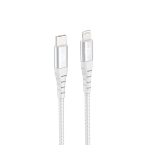 TIGER POWER LITE REINFORCED USB-C LIGHTNING CABLE 1.2M WHITE