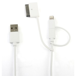 SPRING CABLE 3IN1 2.4A 30 PIN/MICRO-USB/LIGHTNING WHITE