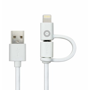 SPRING CABLE 2 IN 1 CABLE 2.4A USB/MICRO-USB/LIGHTNING WHITE