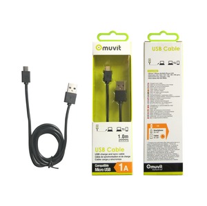 SPRING ROUND CABLE CHARGE &amp; SYNC 1A MICRO-USB 1M BLACK