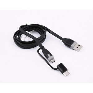 TAB CABLE 2 IN 1 2.4A USB/MICRO-USB/TYPE C CABLE BLACK