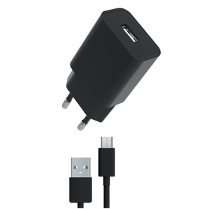 12W + USB-A MICRO-USB CHARGER PACK BLACK