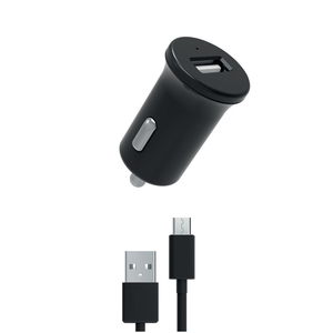 CAR CHARGER 12W + USB-A MICRO-USB PACK BLACK